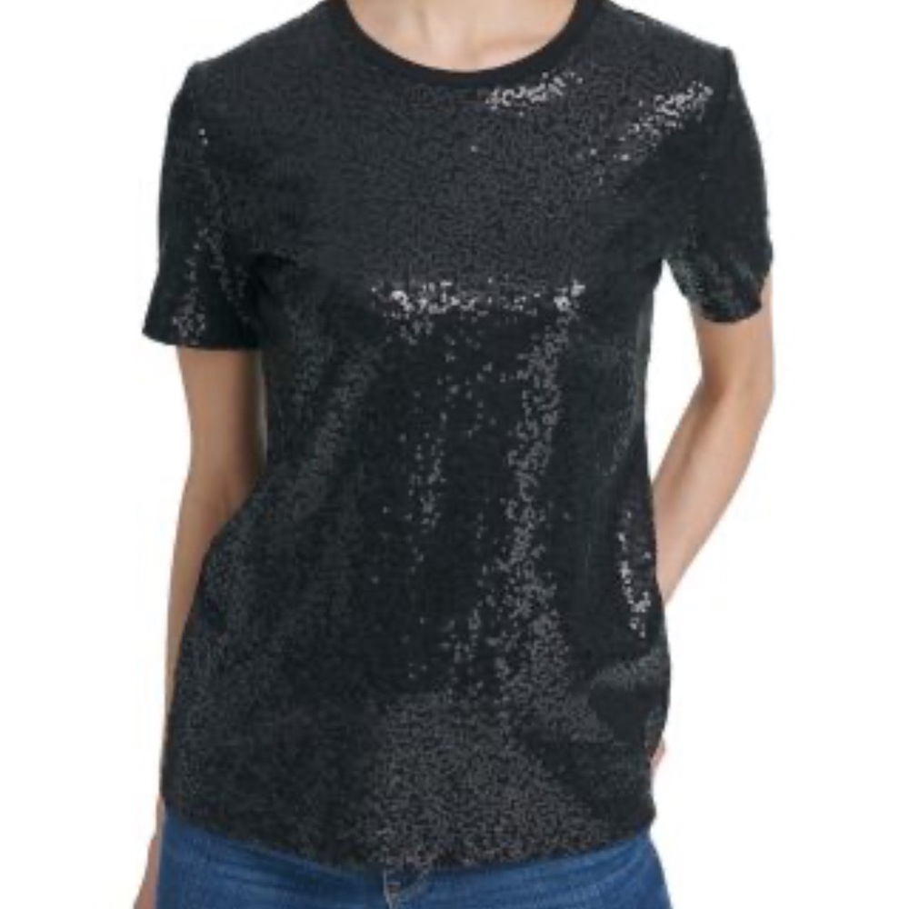 DKNY Black Sequence Top